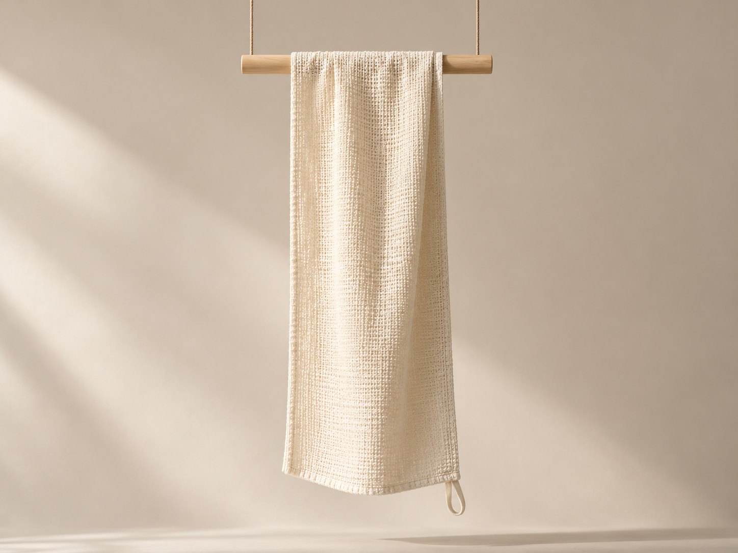 A single Nodoka cloth hanging from a wooden dowel